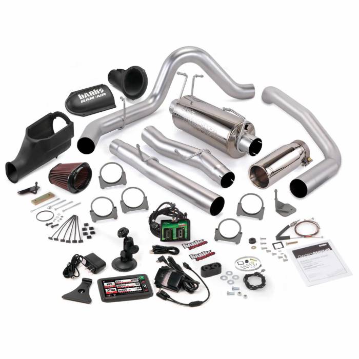 Banks Power - Banks Power Stinger Bundle Power System W/Single Exit Exhaust Chrome Tip 5 Inch Screen 03-06 Ford 6.0L Excursion Banks Power 46486