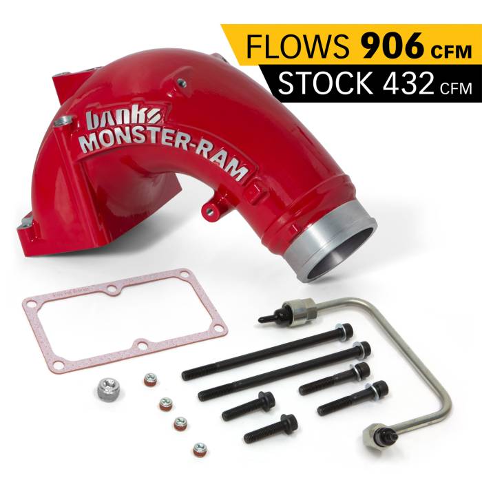 Banks Power - Banks Power Monster-Ram Intake Elbow Kit W/Fuel Line 3.5 Inch Red Powder Coated 07.5-18 Dodge/Ram 2500/3500 6.7L Banks Power 42788-PC