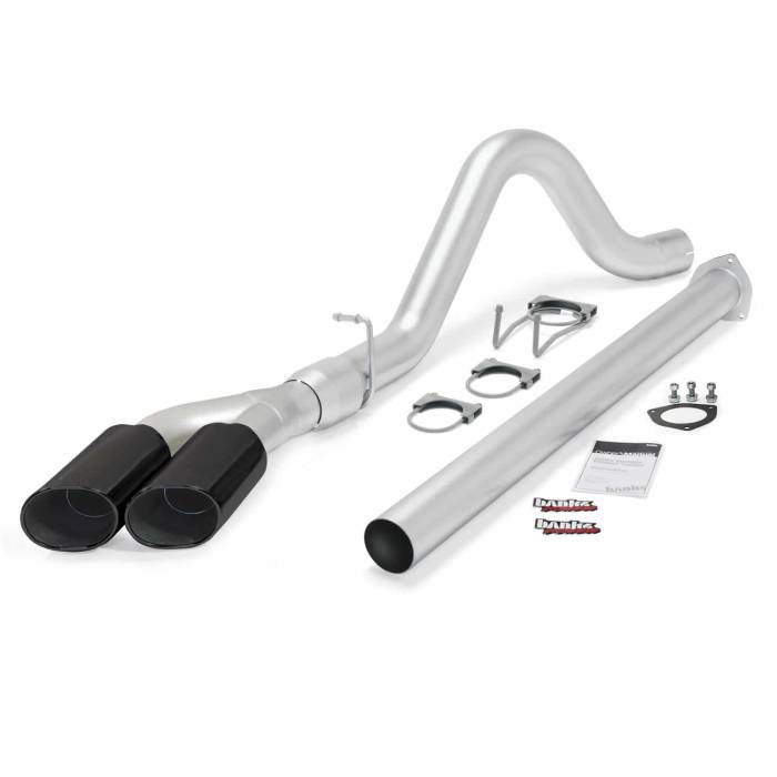 Banks Power - Banks Power Monster Exhaust System Single Exit DualBlack Ob Round Tips 11-14 Ford 6.7L F250/F350/450 CCSB-LB Banks Power 49789-B