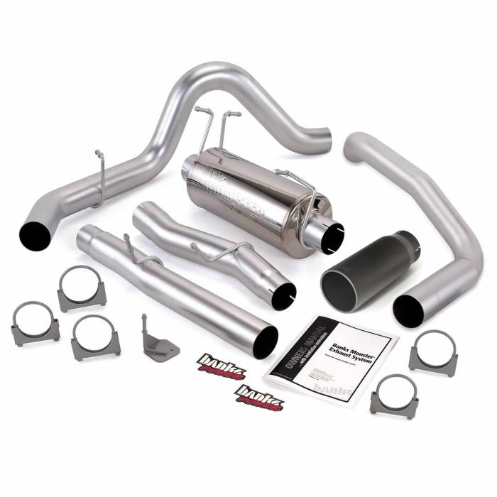 Banks Power - Banks Power Monster Exhaust System Single Exit Black Round Tip 03-07 Ford 6.0L CCSB Banks Power 48785-B