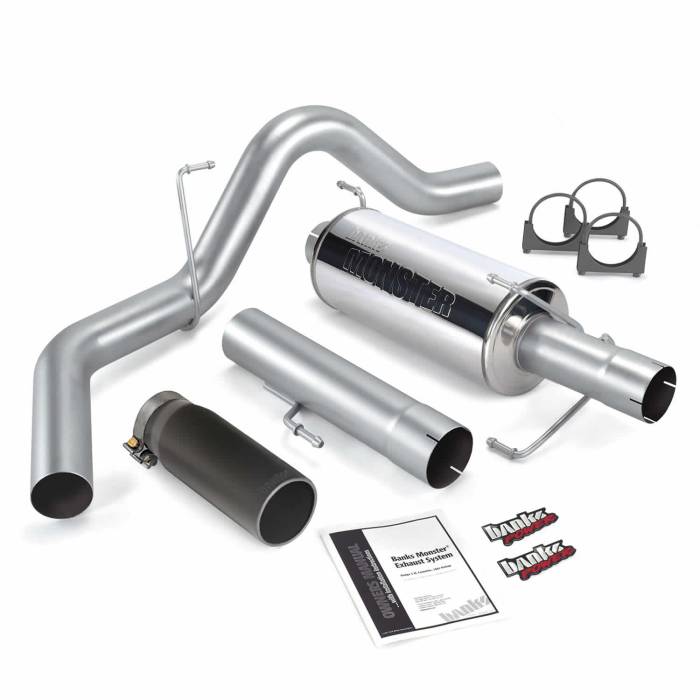 Banks Power - Banks Power Monster Exhaust System Single Exit Black Round Tip 04-07 Dodge 5.9L 325hp CCLB Banks Power 48701-B