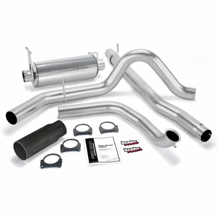 Banks Power - Banks Power Monster Exhaust System Single Exit Black Round Tip 99-03 Ford 7.3L without Catalytic Converter Banks Power 48656-B