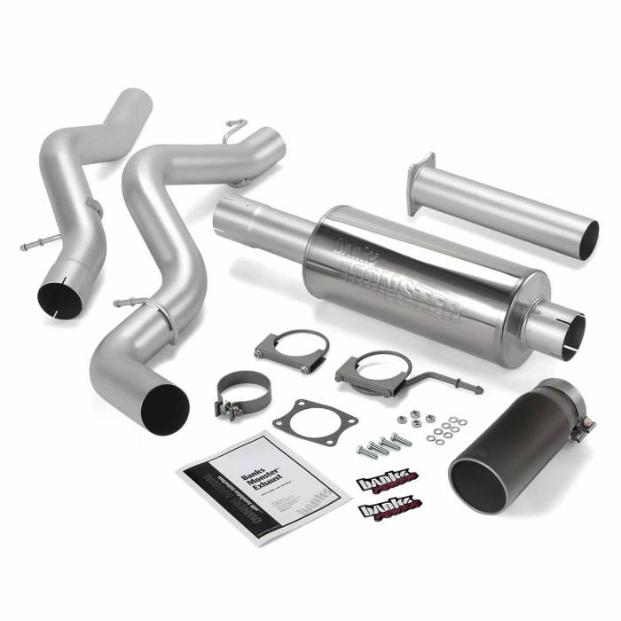 Banks Power - Banks Power Monster Exhaust System Single Exit Black Round Tip 02-05 Chevy 6.6L EC/CCLB Banks Power 48634-B