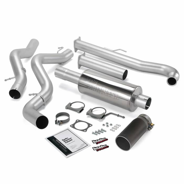 Banks Power - Banks Power Monster Exhaust System Single Exit Black Tip 01-04 Chevy 6.6L EC/CCSB Banks Power 48629-B