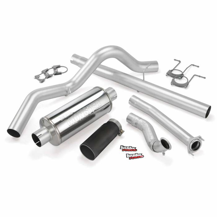 Banks Power - Banks Power Monster Exhaust System Single Exit Black Tip 94-97 Ford 7.3L CCLB Banks Power 46299-B