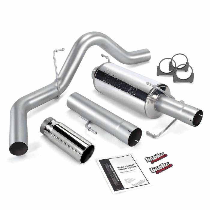 Banks Power - Banks Power Monster Exhaust System Single Exit Chrome Round Tip 04-07 Dodge 5.9L 325hp SCLB/CCSB or Banks Power 48700