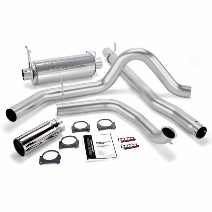 Banks Power - Banks Power Monster Exhaust System Single Exit Chrome Round Tip 99-03 Ford 7.3L without Catalytic Converter Banks Power 48656