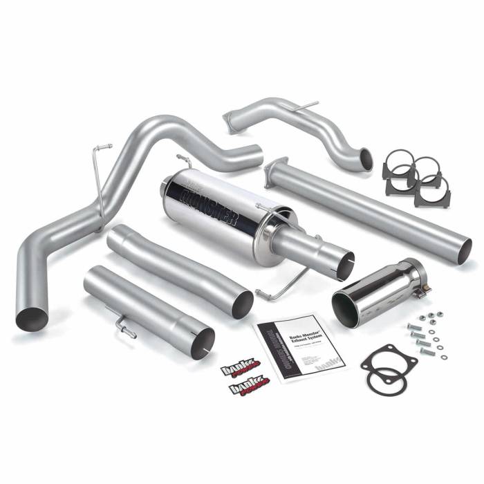 Banks Power - Banks Power Monster Exhaust System Single Exit Chrome Round Tip 03-04 Dodge 5.9L CCLB No Catalytic Converter Banks Power 48643