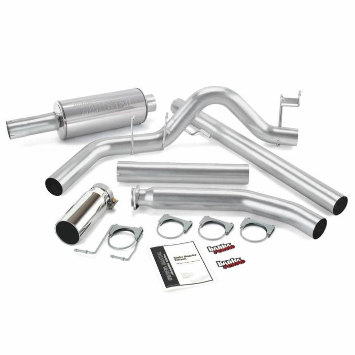Banks Power - Banks Power Monster Exhaust System Single Exit Chrome Round Tip 98-02 Dodge 5.9L Extended Cab Banks Power 48636