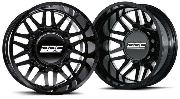 DDC Wheels - DDC Wheels Dually Wheels Aftermath Black/Mill 22x8.25 8x165 SS Fronts For 94-18 Dodge Ram 3500 92-10 Silverado/Sierra 3500 87-97 Ford F-350 DDC Wheels 165-22-01BM-AS