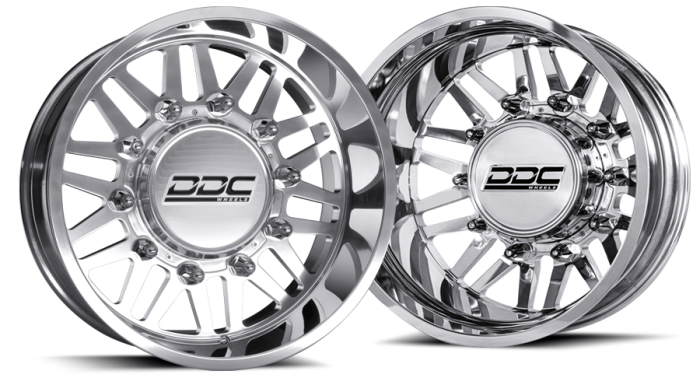 DDC Wheels - DDC Wheels Dually Wheels Aftermath Polished 22x8.25 8x165 SS Fronts 94-18 Dodge Ram 3500 92-10 Silverado/Sierra 3500 87-97 Ford F-350 DDC Wheels 165-22-01PL-AS