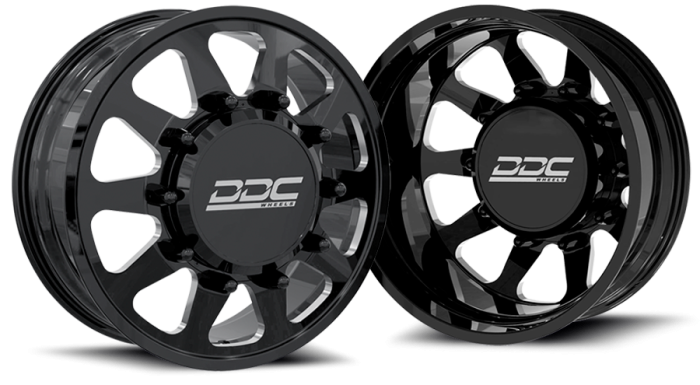DDC Wheels - DDC Wheels Dually Wheels The Ten Forged 24x8.25 8x200 Black/Mill 05-25 Ford F-350 11-14 Ford F-450 19-25 Dodge Ram 3500 DDC Wheels 200-24-22BM-A