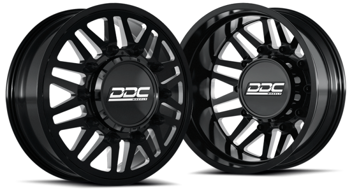 DDC Wheels - DDC Wheels Dually Wheels Aftermath Black/Milled 22X8.25 8X210 Silverado/Sierra 11-25 DDC Wheels 210-22-01BM-A