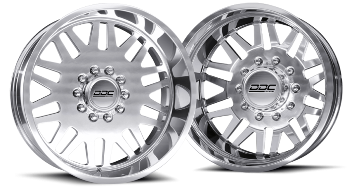 DDC Wheels - DDC Wheels Dually Wheels Aftermath Polished 22x8.25 10x225 SS Fronts 05-10 Ford F-450/F-550 15-25 Dodge Ram 08-25 4500/5500 DDC Wheels 225-22-01PL-AS