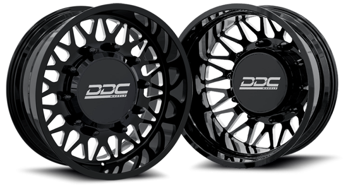 DDC Wheels - DDC Wheels Dually Wheels The Mesh Forged 22x8.25 10x225 Black/Mill SS Fronts 05-10 Ford 15-25 F-450/F-550 Dodge Ram 08-25 4500/5500 DDC Wheels 225-22-24BM-AS