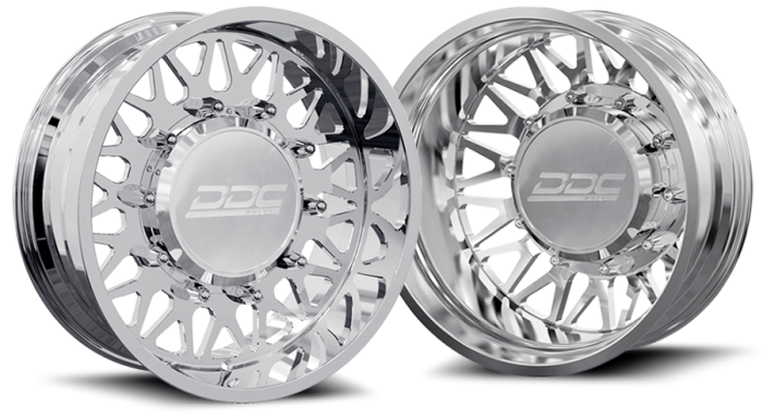 DDC Wheels - DDC Wheels Dually Wheels The Mesh Forged 22x8.25 10x225 Polished SS Fronts 05-10 Ford 15-25 F-450/F-550 Dodge Ram 08-25 4500/5500 DDC Wheels 225-22-24PL-AS