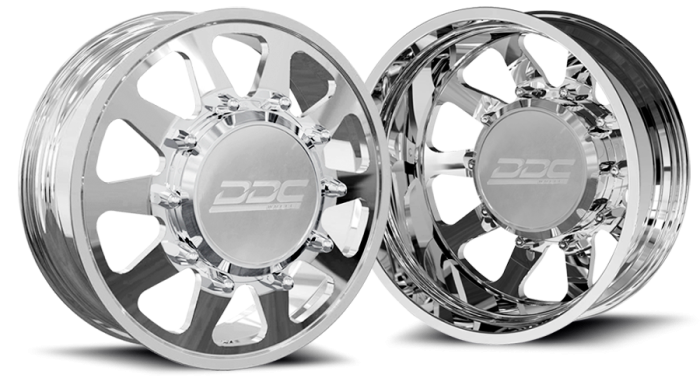 DDC Wheels - DDC Wheels Dually Wheels The Ten Forged 24x8.25 10x225 Polished 05-10 Ford 15-25 F-450/F-550 Dodge Ram 08-25 4500/5500 DDC Wheels 225-24-22PL-A
