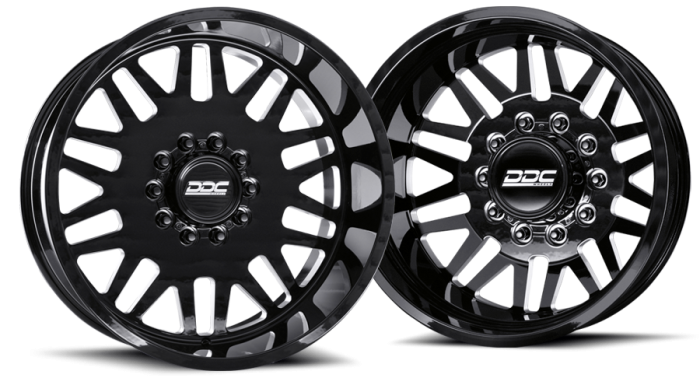 DDC Wheels - DDC Wheels Dually Wheels Aftermath Black/Mill 22x8.25 8x200 SS Fronts 19-25 Dodge Ram 3500 DDC Wheels 265-22-01BM-AS