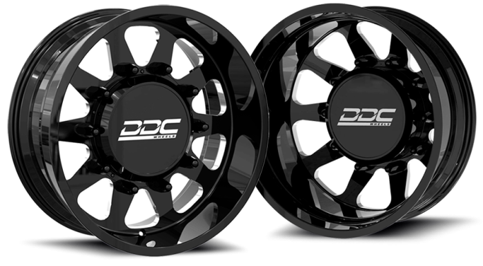 DDC Wheels - DDC Wheels Dually Wheels The Ten Forged 22x8.25 8x200 Black/Mill SS Fronts 19-25 Dodge Ram 3500 DDC Wheels 265-22-22BM-AS