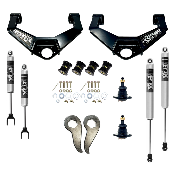 Kryptonite - Kryptonite Stage 3 Leveling Kit with Fox Shocks for 2011–2019 Chevy/GMC 2500HD/3500HD