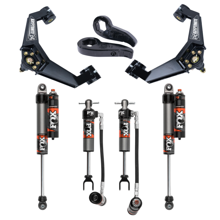 Kryptonite - Kryptonite Stage 3 Leveling Kit with Fox 2.5 Performance Elite Shocks for 2011-2019 Chevy/GMC 2500HD/3500HD
