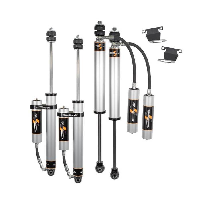 Carli Suspension - 2014-2025 Ram 2500 4x4 Diesel Carli-SPEC 2.0in RR 2.5in Lift Front & Rear Shock Pkg Res Mounts Brake Line Tabs