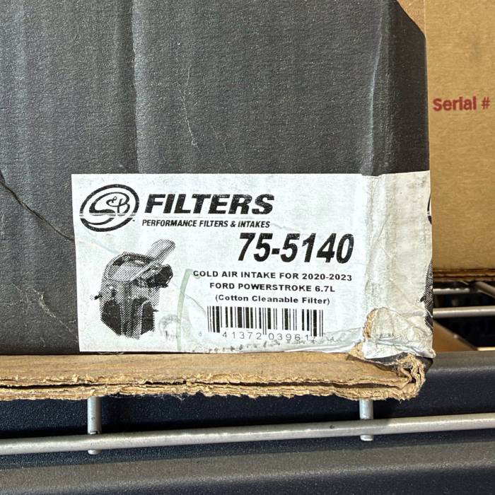 S&B Filters - Scratch & Dent - S&B Cold Air Intake - Cotton Cleanable Filter 75-5140 - 2020-27 Ford 6.7L Power Stroke