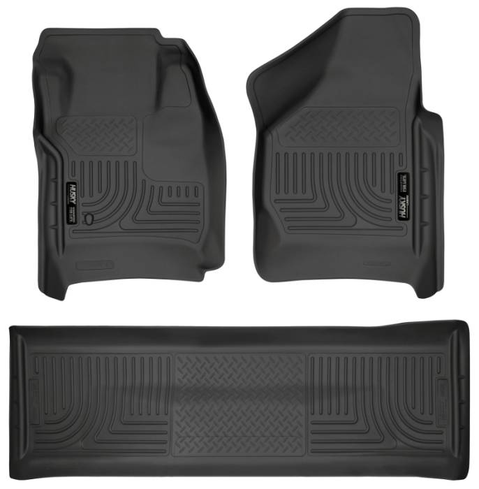 Husky Liners - Husky Liners 08-10 Ford SD Crew Cab WeatherBeater Combo Black Floor Liners (w/o Manual Trans Case) 98381