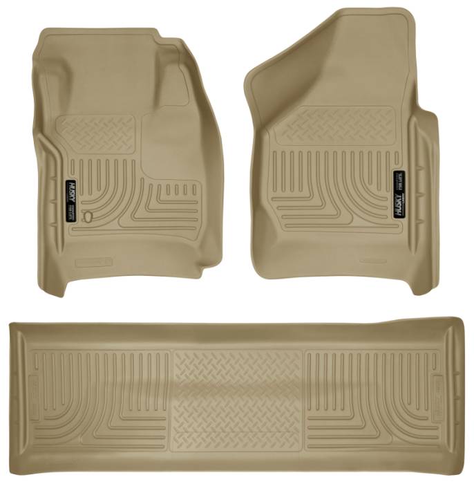 Husky Liners - Husky Liners 08-10 Ford SD Crew Cab WeatherBeater Combo Tan Floor Liners (w/o Manual Trans Case) 98383