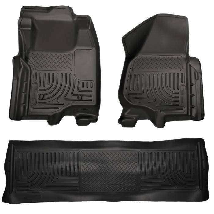 Husky Liners - Husky Liners 11-12 Ford SD Crew Cab WeatherBeater Combo Black Floor Liners (w/o Manual Trans Case) 98711