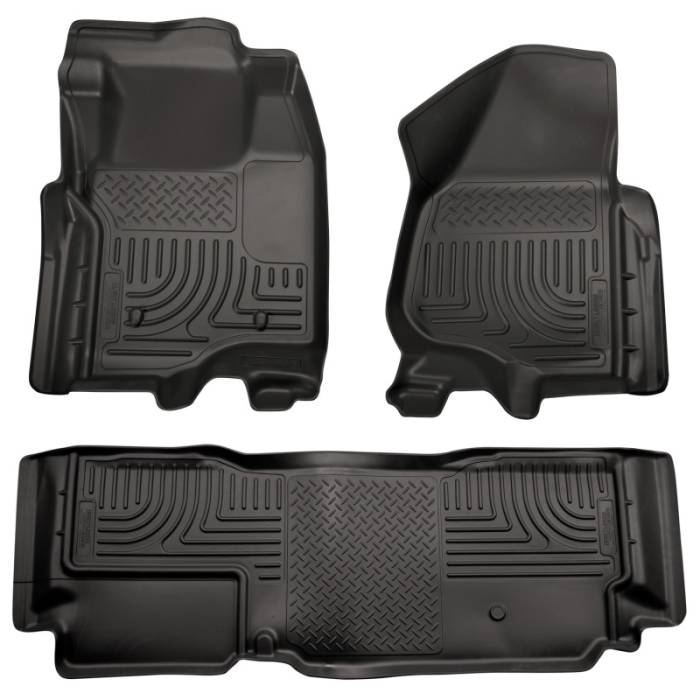 Husky Liners - Husky Liners 11-12 Ford SD Super Cab WeatherBeater Combo Black Floor Liners (w/o Manual Trans Case) 98721