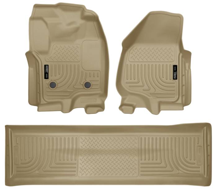 Husky Liners - Husky Liners 2012.5 Ford SD Crew Cab WeatherBeater Combo Tan Floor Liners (w/o Manual Trans Case) 99713