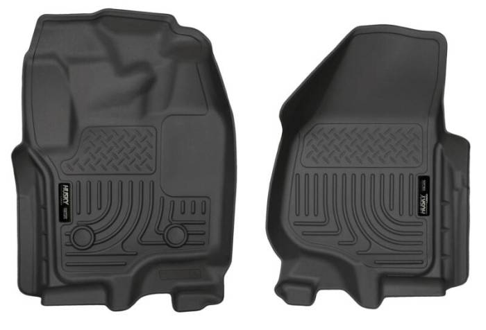 Husky Liners - Husky Liners 12-15 Ford Super Duty Crew & Extended Cab WeatherBeater Front Row Black Floor Liners 18701