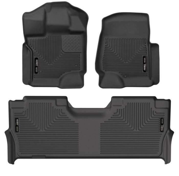 Husky Liners - Husky Liners 17-19 F-250/F-350/F-450 Crew Cab Weatherbeater Black Front & 2nd Seat Floor Liners 94061