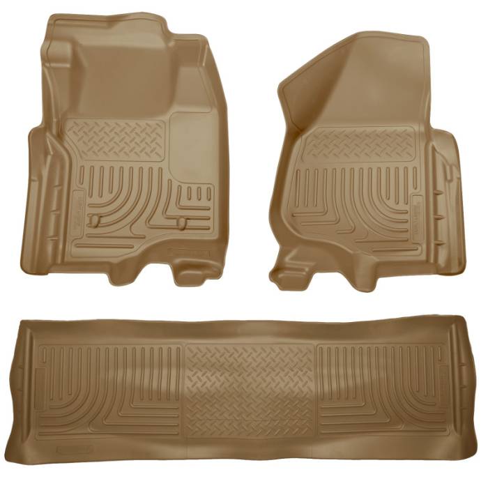Husky Liners - Husky Liners 11-12 Ford SD Crew Cab WeatherBeater Combo Tan Floor Liners (w/o Manual Trans Case) 98713