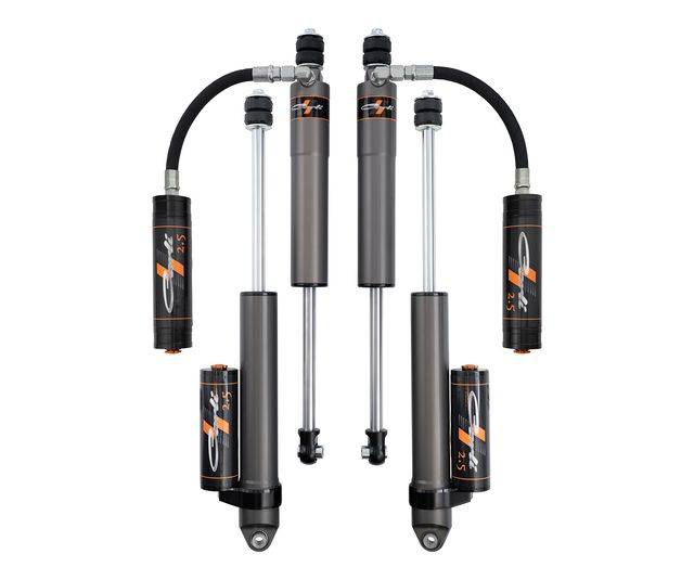 Carli Suspension - 2014-2025 Ram 2500 4x4 Diesel Carli-SPEC 2.5in RR Front & Rear Shock Pkg 3.25in Lift Res Mounts & Brake Line Tabs