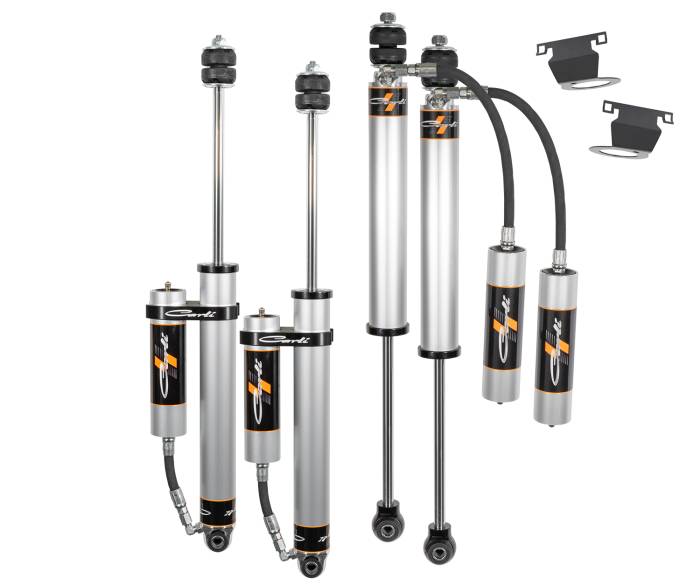 Carli Suspension - 2014-2025 Ram 2500 4x4 Diesel Carli SPEC 2.0in RR Front & Rear Shock Pkg 3.25in Lift Res Mounts & Brake Line Tabs
