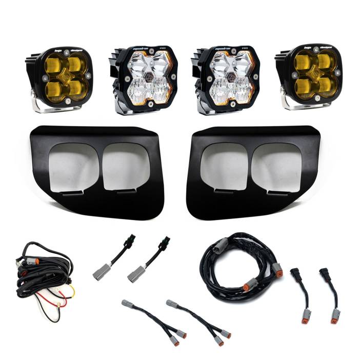 Baja Designs - Baja Designs Squadron 2.0 Pro/Squadron Sae Dual Fog Pocket Light Kit Ford 2020-22 F-250/350 Super Duty Baja Amber Toggle