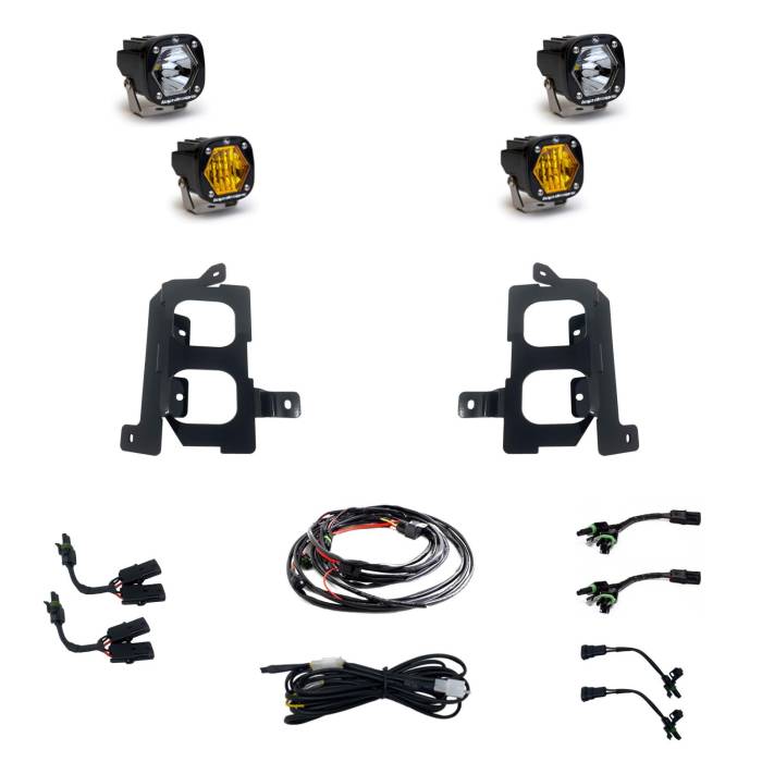 Baja Designs - Baja Designs GMC 2500/3500 (20-On) Clear Spot/Baja Amber W/C Fog Pocket Kit