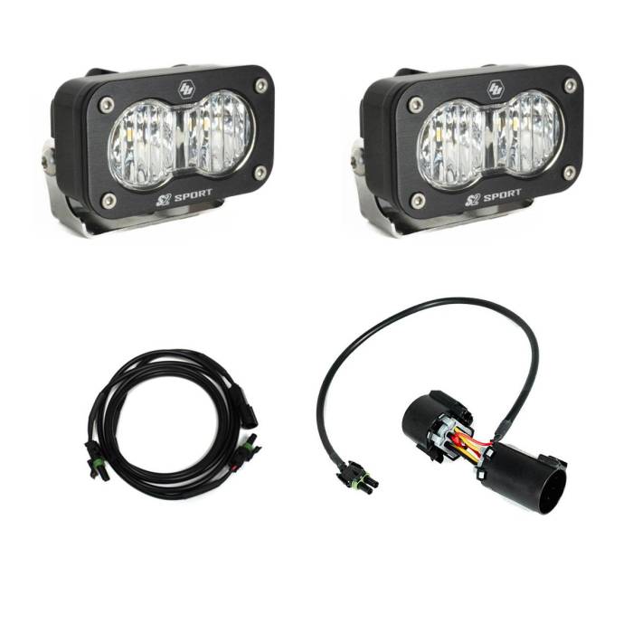 Baja Designs - Baja Designs S2 Sport W/C Reverse Kit Plug-N-Play Wide Cornering Clear Plug-n-Play Wiring