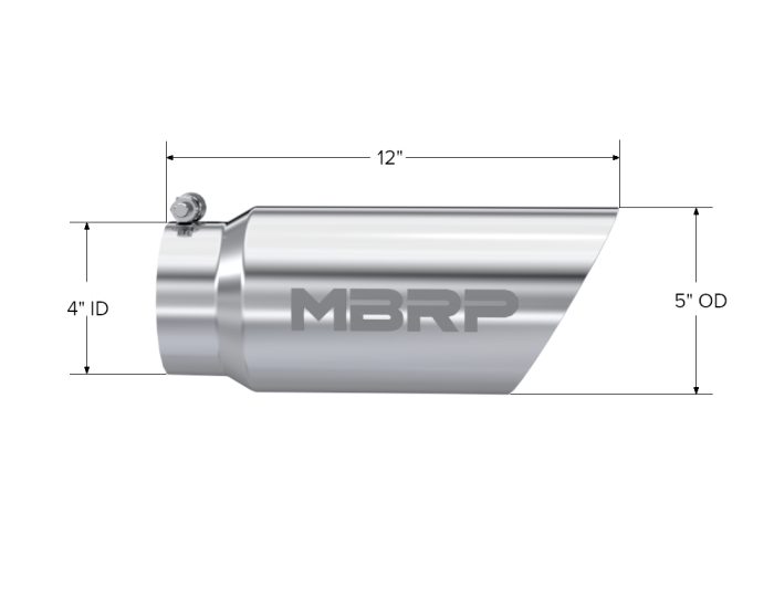 MBRP Exhaust - MBRP Exhaust Tail Pipe Tip 5 Inch O.D. Dual Wall Angled 4 Inch Inlet 12 Inch Length T304 Stainless Steel T5053