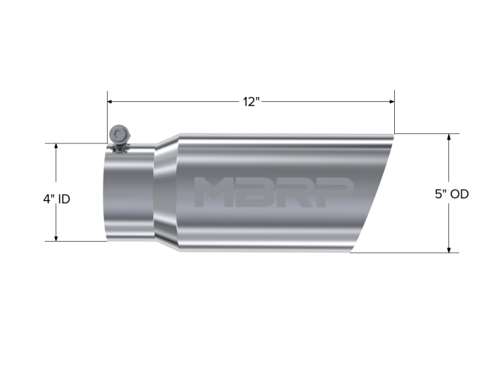 MBRP Exhaust - MBRP Exhaust Tail Pipe Tip 5 Inch O.D. Angled Single Walled 4 Inch Inlet 12 Inch Length T304 Stainless Steel T5052