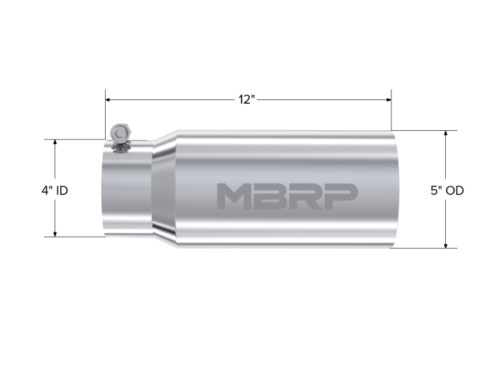 MBRP Exhaust - MBRP Exhaust Tail Pipe Tip 5 Inch O.D. Dual Wall Straight 4 Inch Inlet 12 Inch Length T304 Stainless Steel T5049