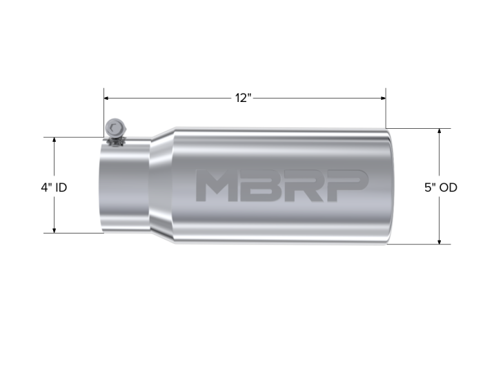 MBRP Exhaust - MBRP Exhaust Tail Pipe Tip 5 Inch O.D. Rolled Straight 4 Inch Inlet 12 Inch Length T304 Stainless Steel T5050