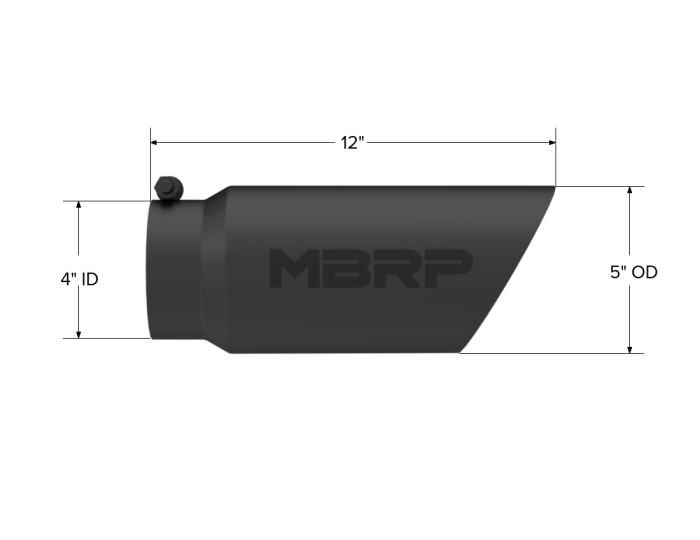 MBRP Exhaust - MBRP Exhaust Tip 5 Inch O.D. Dual Wall Angled 4 Inch Inlet 12 Inch Length-Black Finish T5053BLK