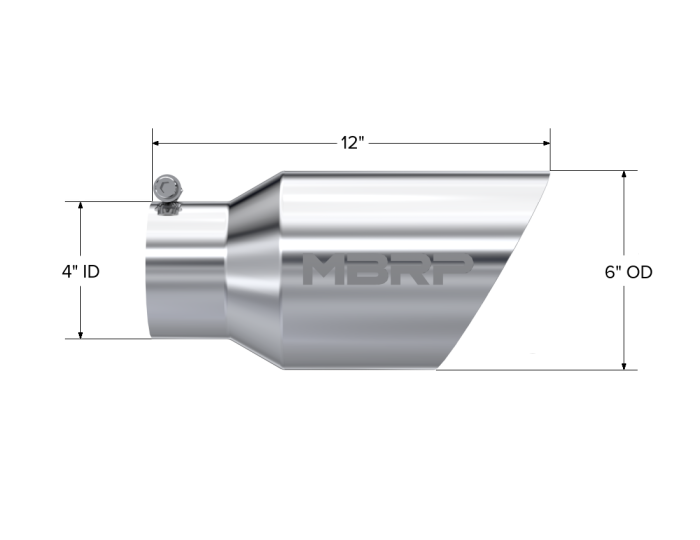 MBRP Exhaust - MBRP Exhaust Tail Pipe Tip 6 Inch O.D. Dual Wall Angled 4 Inch Inlet 12 Inch Length T304 Stainless Steel T5072