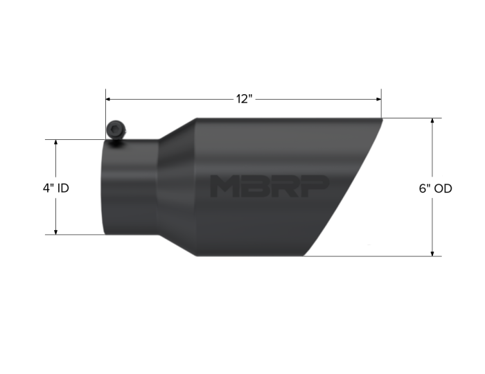 MBRP Exhaust - MBRP Black Coated Exhaust Tail Pipe Tip 6 Inch OD Dual Wall Angled 4 Inch Inlet 12 Inch Length T5072BLK