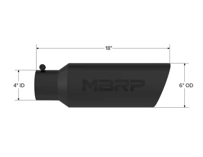 MBRP Exhaust - MBRP Exhaust Tip 6 Inch O.D. Rolled End 4 Inch Inlet 18 Inch Length Black Finish T5130BLK