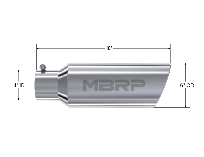 MBRP Exhaust - MBRP Exhaust Tip 6 Inch O.D. Rolled End 4 Inch Inlet 18 Inch Length T304 Stainless Steel T5130