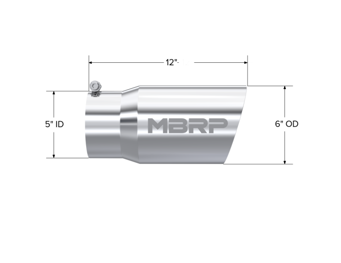 MBRP Exhaust - MBRP Exhaust Tail Pipe Tip 6 Inch O.D. Dual Wall Angled 5 Inch Inlet 12 Inch Length T304 Stainless Steel T5074